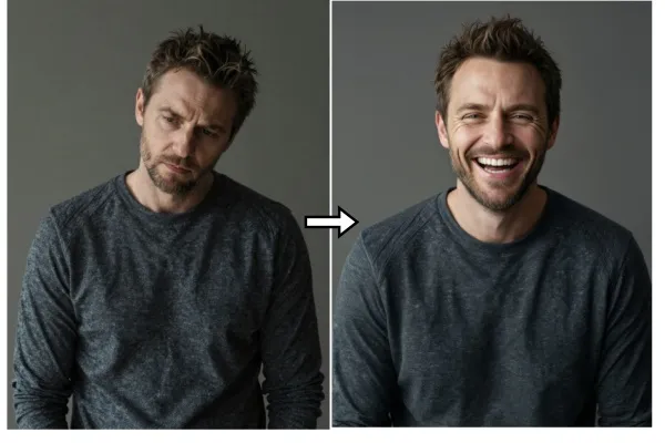 Firered Image Edit Showcase - Laughing Man Portrait